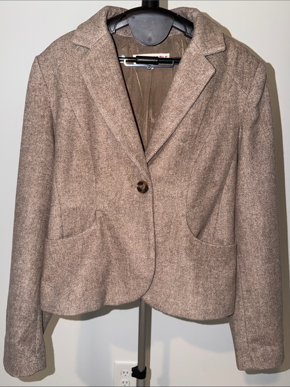 Free People Brown Tweed Single-Button Blazer
